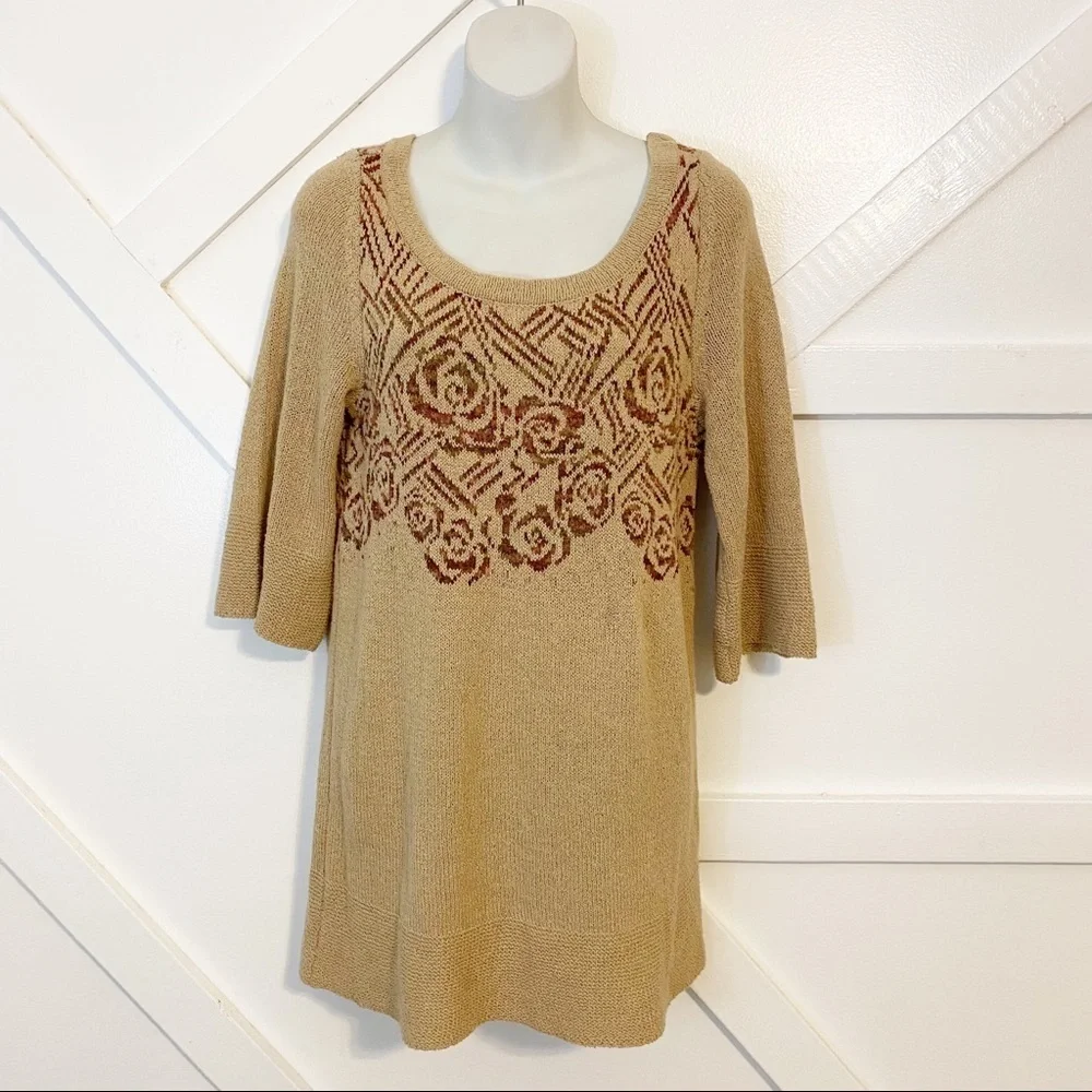 Free People Desert Rose Wool Sweater Tunic Sz XS